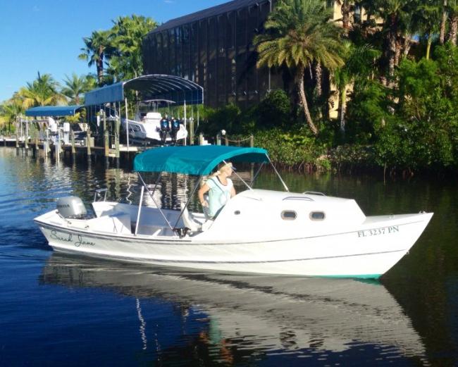 Speck, the dog and I cruising around the Florida canals