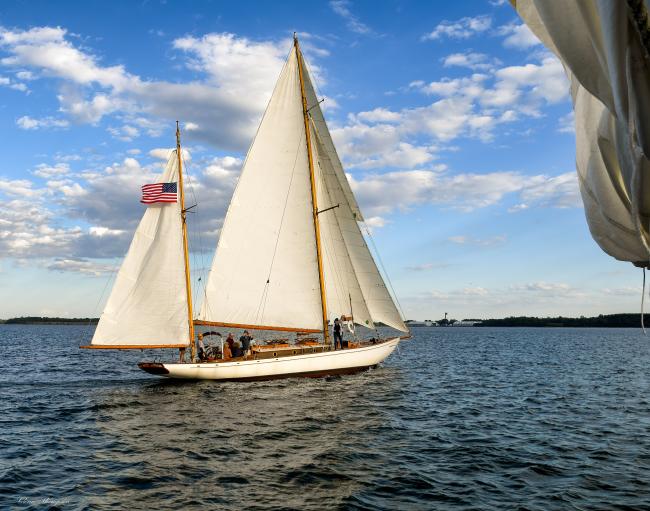 Classic 1903 Wooden Yawl "Witchcraft II", undersail starboard side view