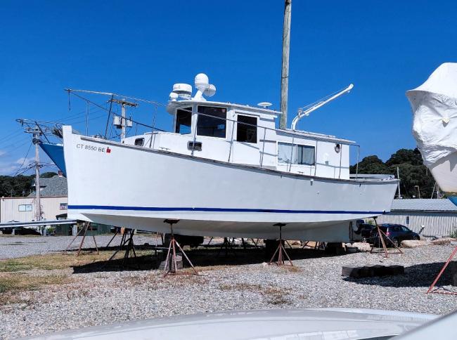 36' DEVLIN TRAWLER, 2012, on the hard, port side view