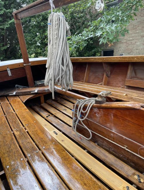 19' Lightening  sailboat, looking at deck