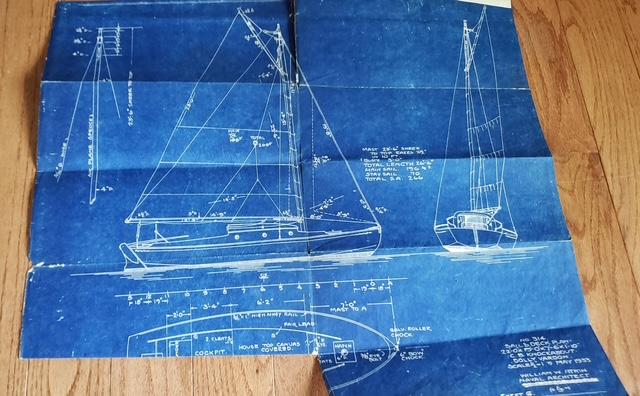 1938 Gaff-rigged Cutter, photo of plans
