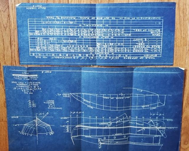 1938 Gaff-rigged Cutter, photo of plans