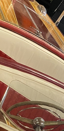 1948 Century 17' Sea Maid, upclose view of wheel and seats