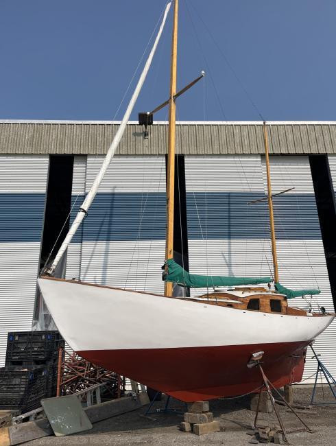 1962 Herreshoff H28 ketch, on the hard port side view