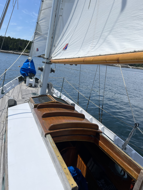 1990 Lyle Hess Cutter, undersail looking toward bow 4