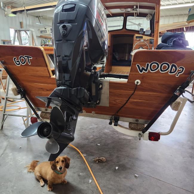 2013 PACIFIC COAST FISHING DORY, full view stern and engine