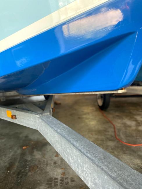 2018 Wooden Seaskiff, view of bow underneath on trailer