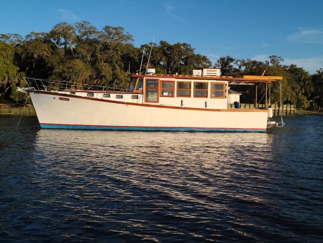 Custom 2014 Downeast, underway port side view
