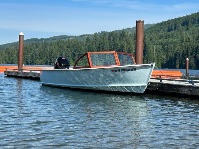 Albury Brothers Runabout, docked starboard side view