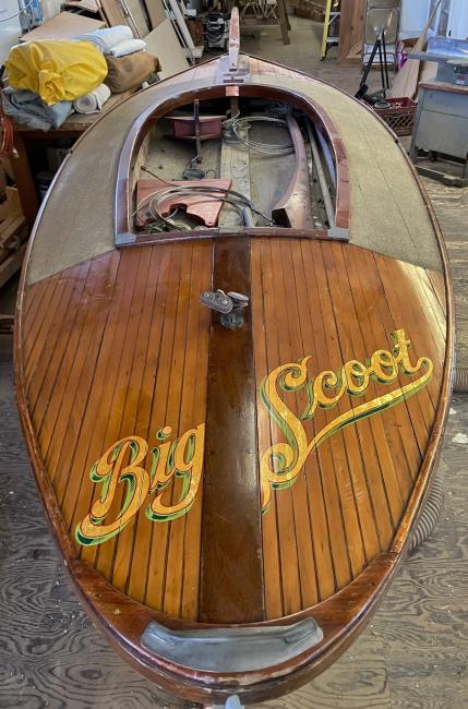 Great South Bay Ice Scooter, view from above inside