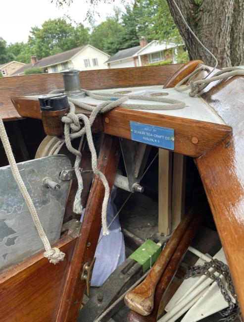 Boat for sale, 19' Lightening  sailboat, up close view inside