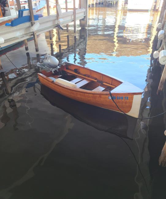 10' tender, in water, starboard side from bow view