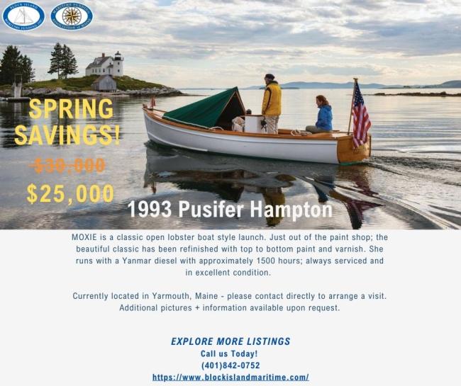Pusifer Hampton Spring Savings Flyer Great Wooden Boats Available for Sale & Charter 