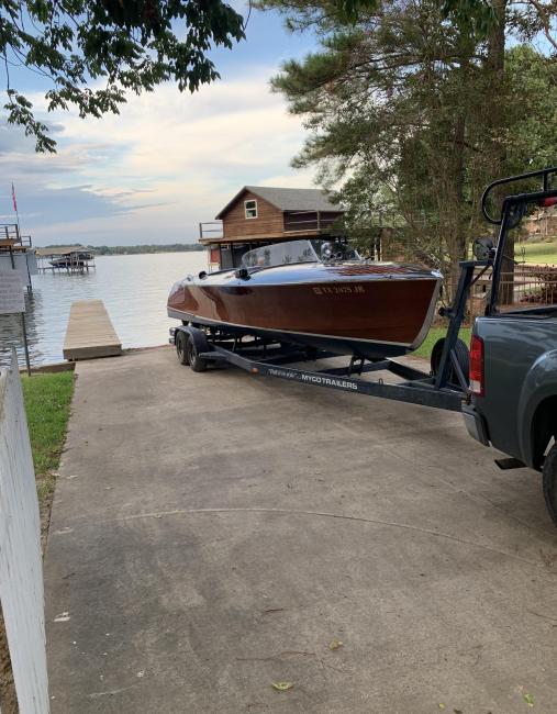 Hugh Saint Shearliner, on trailer near water