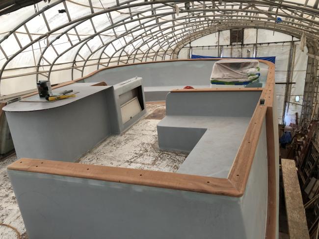 1965 Chris-Craft Constellation, stored inside view of deck