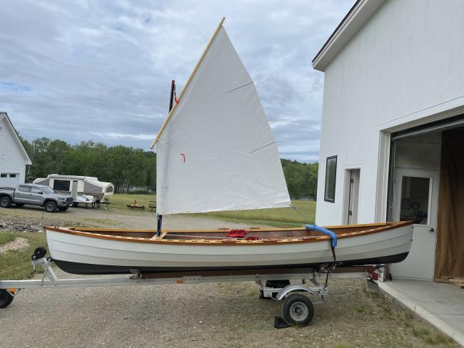 17' Cape Split Peapod and Trailex trailer, on trailer sail up