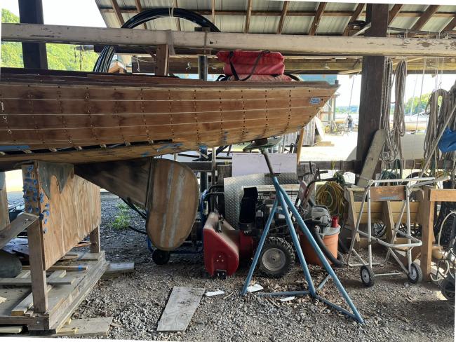 Wooden ballast keel sloop "RASCAL", port side stern end view
