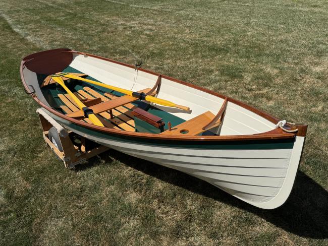 Acorn Skiff, on trailer, bow end starboard side