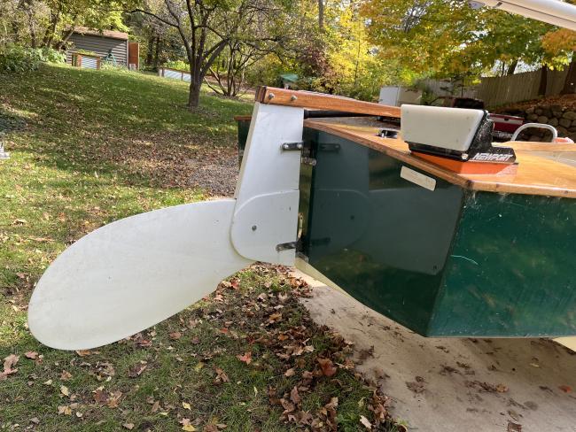 2012 Core Sound 17 Cat Ketch, on trailer, view of transom