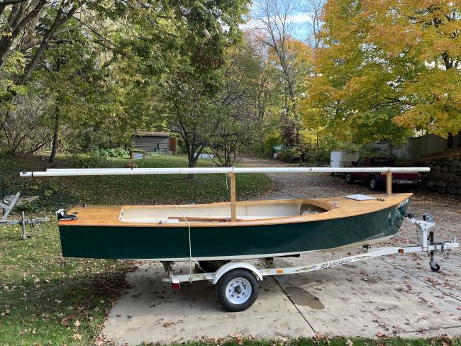2012 Core Sound 17 Cat Ketch, on trailer, starboard side view