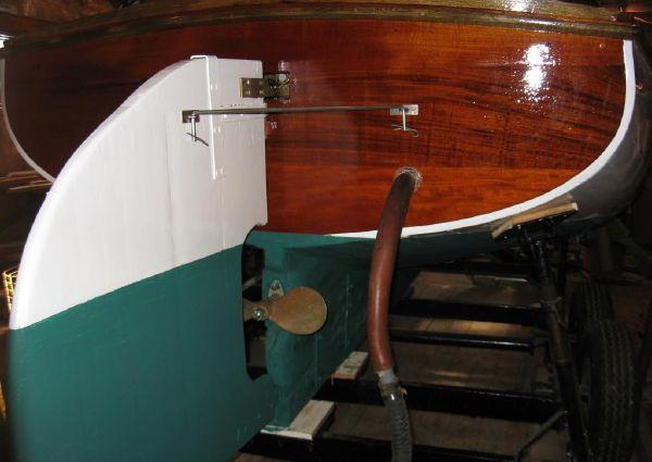 Fenwick Williams 18' Catboat Alden No. 838 with Tender and Brand New Trailer, on trailer inside full stern view