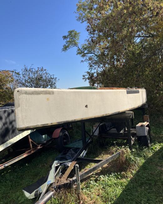 International 110 project boats, on trailer port side bow end