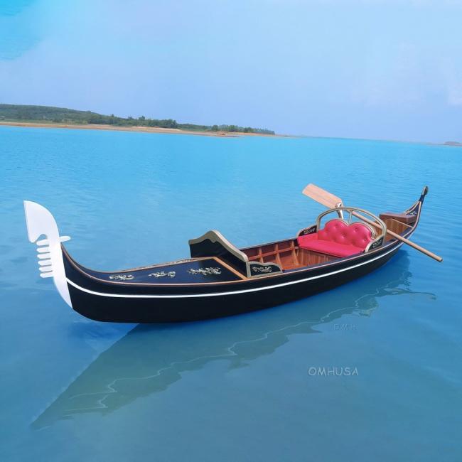 Venetian Gondola Wooden Boat 15', in water