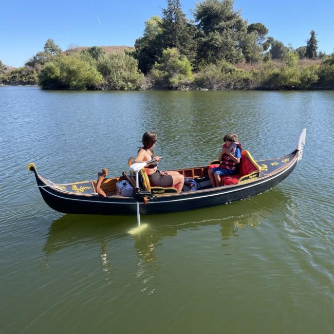 Venetian Gondola Wooden Boat 15', in water port side