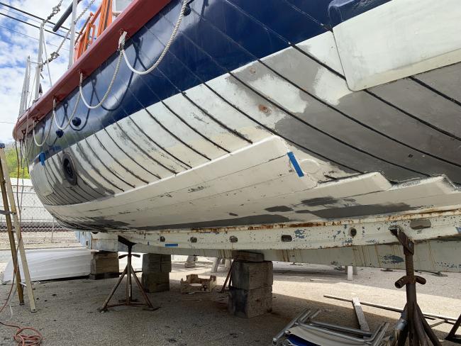 Ex-RNLI Silver Jubilee Lifeboat from UK, port seaming work