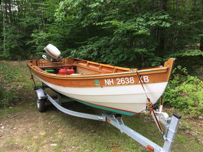 New England Classic, starboard bow view on trailer