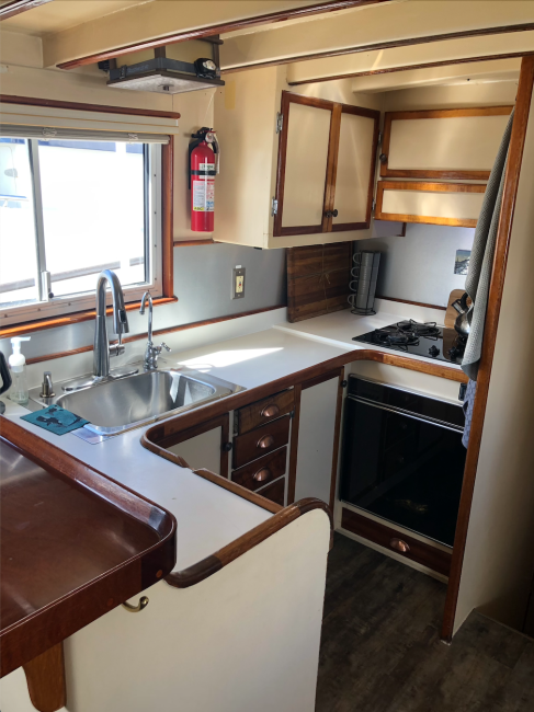 58 Foot William Garden Heavy Timber Motor Yacht Built 1952, inside kitchen