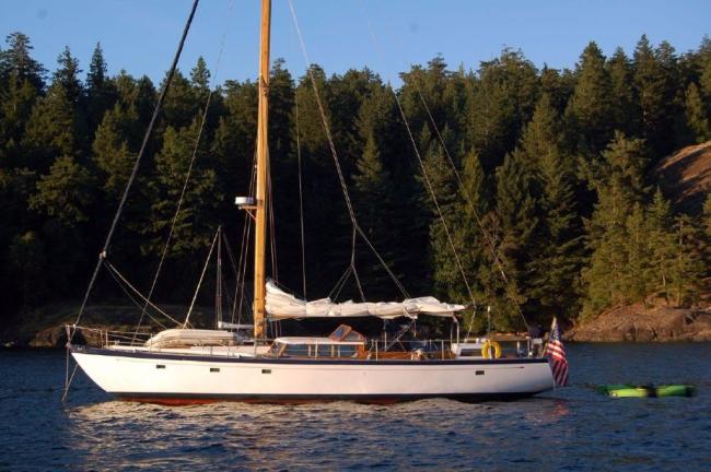 51ft 1956 Vic Franck Built Custom Ben Seaborn Sloop - Sea Fever, in water port side view