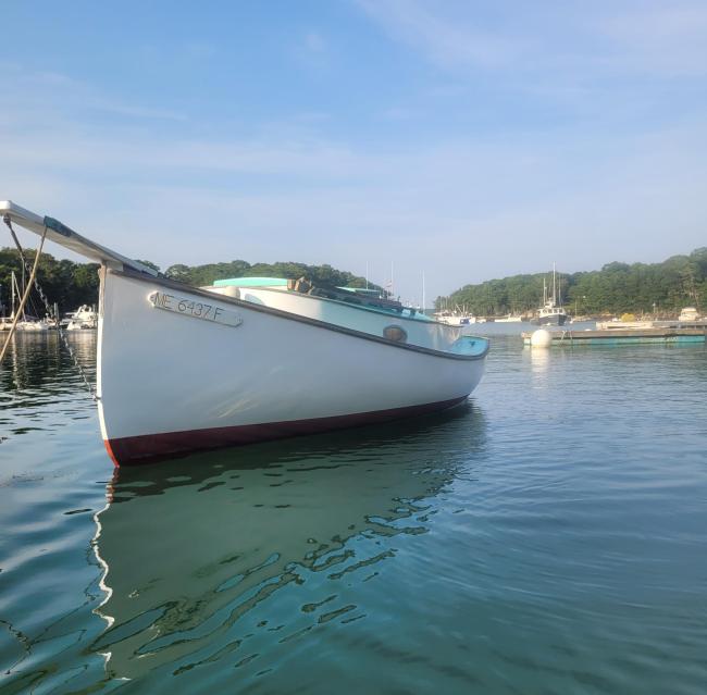 "VICTORIA" 1963 Cheoy Lee, Ronald Carter, Traditional Cat, in water, port side view