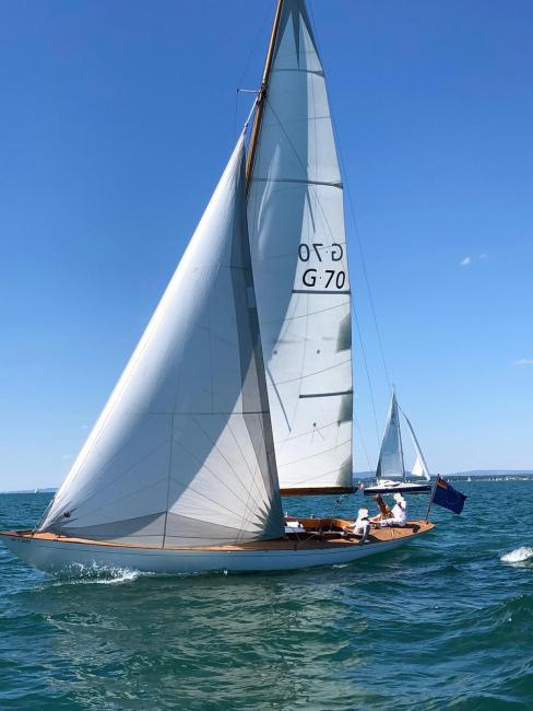 Unique 39ft Cruiser Racer “Carina”, in water undersail, portside view