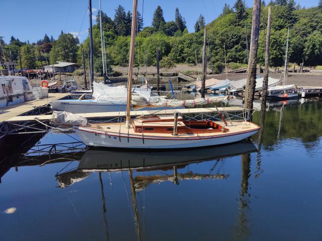 Ed Monk Sloop, docked port side view
