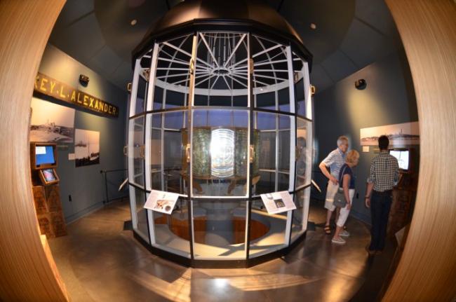 Second-order Fresnel lens exhibit. Photo courtesy Maine Maritime Museum.