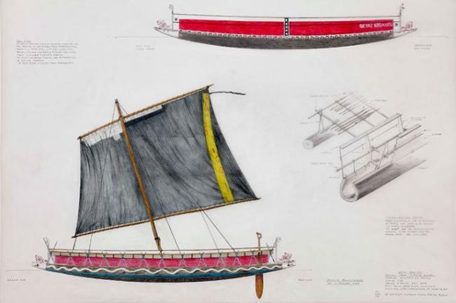 Tadobu single outrigger Kula canoe, Kitava Island, Trobriand Group. Image: David Payne, ANMM.  