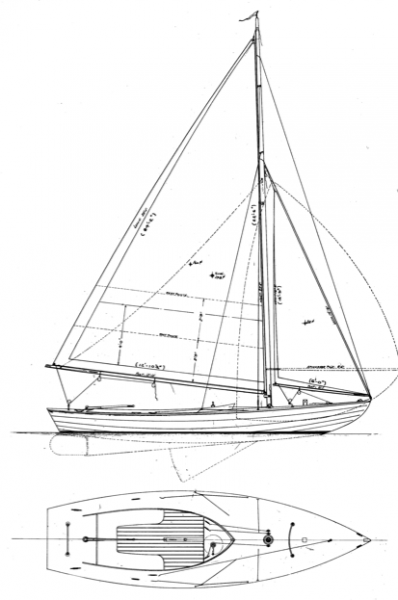 Alden 21' Indian Class overhead and side profile