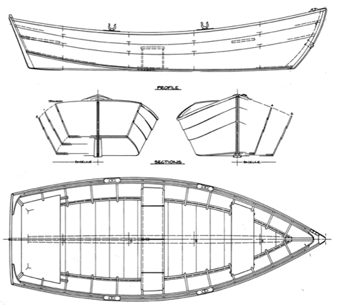 Thomson 11' Skiff overhead and profile