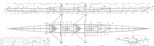 27' 2 Person Rowing Shell, Kookaburra profile