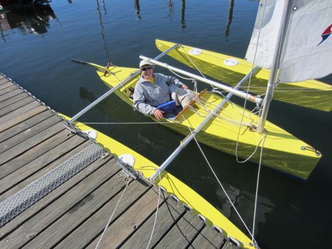 All of the sail-control lines lead to the cockpit within easy reach of the sailor.