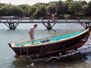 Launching the trap skiff.