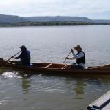Wood strip canoe.