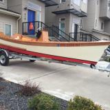 Peeler Skiff on trailer.