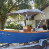 Tillamook Pacific Power Dory on trailer.
