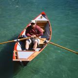 Swarup Wood at the oars of WU WEI on launch day. 