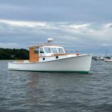 30' Ralph Stanley Classic Lobster Cruiser, in water starboard side bow view