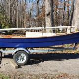 14' Oyster Sharpie - Howard Chapelle design- on trailer starboard side view