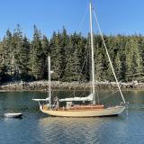 1962 Ted Hood Little Harbor 40' Centerboard Yawl, in water, starboard side view