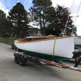 Fenwick Williams 18' Catboat Alden No. 838 with Tender and Brand New Trailer, on trailer starboard side view